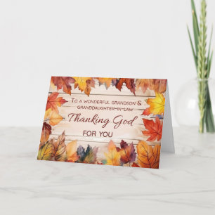 Kleinzoon schoondochter Thanksgiving God Kaart