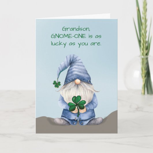 Kleinzoon St Patricks Day Gnome in Denim Kaart (Voorkant)