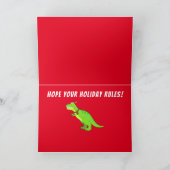 Kleinzoon: T-Rex in Santa Hat voor Kerstmis! Feestdagen Kaart (Binnen)