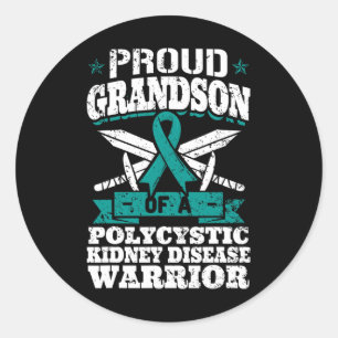 Kleinzoon van een polycysteuze nierziekte krijger ronde sticker
