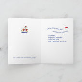 Kleinzoon Verjaardag, Zeilboot, Christelijk Kaart (Binnen)