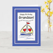 Kleinzoon Verjaardag, Zeilboot, Christelijk Kaart (Gele Bloem)