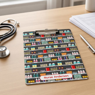 Klembord met apotheekplankpatroon en gepersonalise