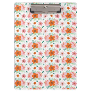 Klembord met roze en oranje bloemboeketpatroon
