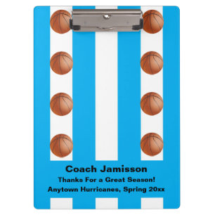 Klembord, witte en blauwe streep, Basketball Coach Klembord