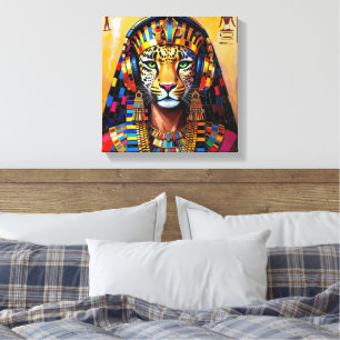 KLEOPATRA KONINGIN VAN DE NIJL-LUIPAARD CANVAS AFDRUK