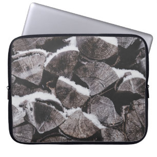 Klepfoto van vuurhoutschoorsteen laptop sleeve