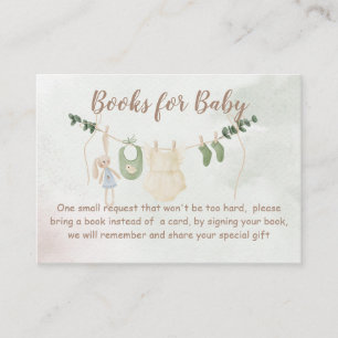 Kleren aan een lijn boho baby shower boek verzoek informatiekaartje