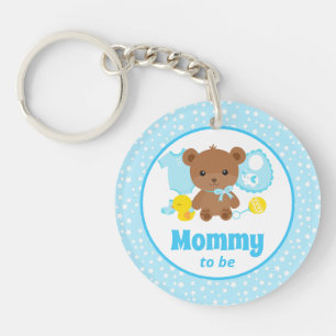 Kleren voor blauwe teddybeer baby shower toekomsti sleutelhanger