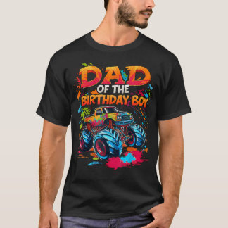 Kleren voor vader van de jarige jongen monstertruc t-shirt