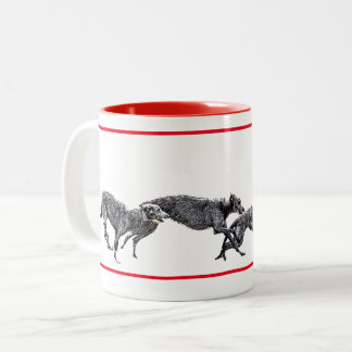 Kleur 2 Kleur, Scottish deerhounds Tweekleurige Koffiemok