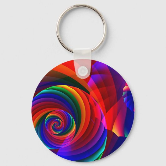 Kleur 7 Cool Modern Abstract Fractal Art Sleutelhanger (Voorkant)