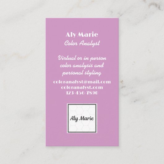 Kleur Analist Persoonlijke Stylist Modern Visitekaartje (Voorkant)