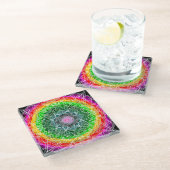 Kleur barst Rainbow Prism Mandala Glazen Onderzetter (Schuin)