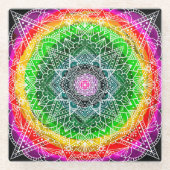 Kleur barst Rainbow Prism Mandala Glazen Onderzetter (Voorkant)