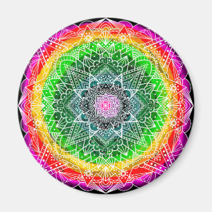 Kleur barst Rainbow Prism Mandala Magneet