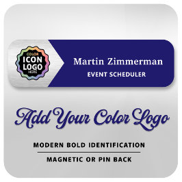 Kleur Bedrijfslogo Marineblauw Zilver Personeelsid Naamplaatje