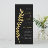 Kleur Bewerkbaar Faux Gold Leaf Trouwprogramma Programma (Staand voorkant)