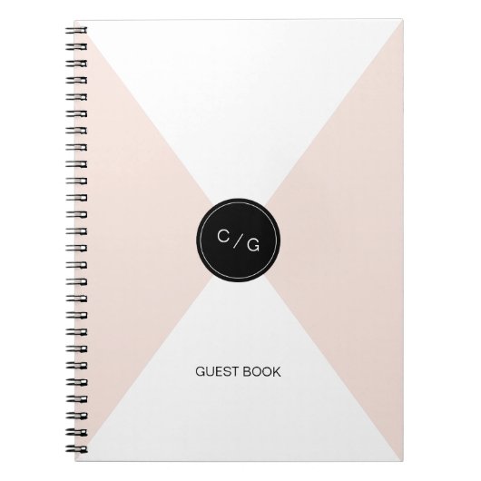 Kleur bewerkbaar monogram modern huwelijksgastenbo notitieboek (Voorkant)