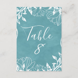 Kleur Bewerkbare Bloemige Aquarel Tafel Nummers Kaart
