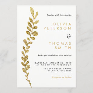 Kleur Bewerkbare Faux Gold Leaf bruiloft uitnodigi Kaart