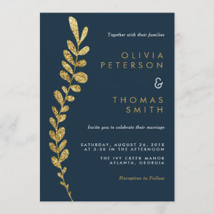 Kleur Bewerkbare Faux Gold Leaf bruiloft uitnodigi Kaart