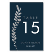 Kleur Bewerkbare Faux Silver Leaf Table Number Kaa Kaart (Voorkant)