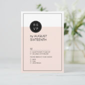 Kleur bewerkbare minimalistische moderne bruiloft RSVP kaartje (Staand voorkant)