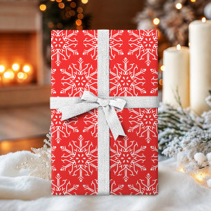 Kleur Bewerkbare Rode Sneeuwvlokken Kerstmis Cadeaupapier