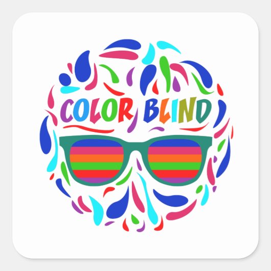 Kleur Blind Optician Grappig Kleurblind Sarcastisc Vierkante Sticker (Voorkant)