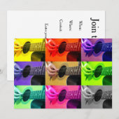 Kleur blinde gitaarpartijuitnodiging kaart (Voorkant / Achterkant)