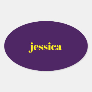 Kleur blok minimalistische aangepaste naam ovale sticker