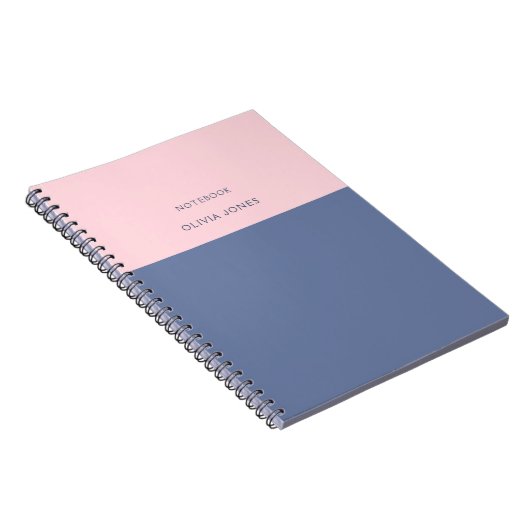 Kleur Blok Naam Grijs Roze Notitieboek (Rechterzijde)