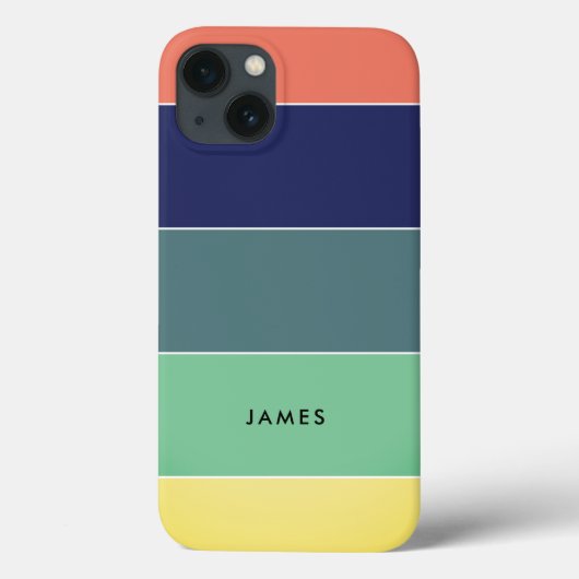 Kleur Blok Naam Retro Strepen Blauw Groen Roze Case-Mate iPhone Case (Achterkant)