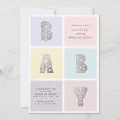 Kleur Blok Pastel Silver Baby shower Invitation (Voorkant)