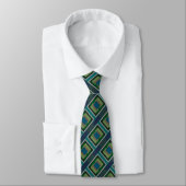 Kleur Blok Patroon Blauw Groen Turquoise Grijs Tan Stropdas (Gebonden)