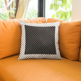 Kleur Blok Zwart en Wit Stippen Vintage Kussen