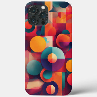 Kleur Bruin Blauw Geel Rond iPhone 13 Pro Max Hoesje