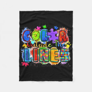 Kleur buiten de lijntjes Wereld Autisme Bewustzijn Fleece Deken