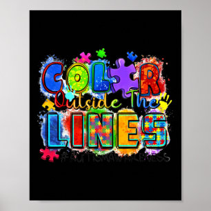 Kleur buiten de lijntjes Wereld Autisme Bewustzijn Poster