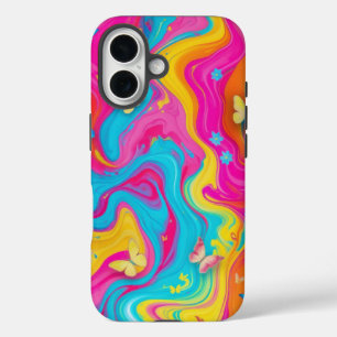 Kleur Burst Butterfly Marble Telefoonhoes iPhone 16 Hoesje