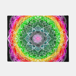 Kleur Burst Rainbow Prism Mandala Deurmat