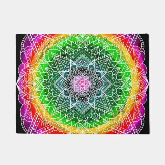 Kleur Burst Rainbow Prism Mandala Deurmat (Voorkant)