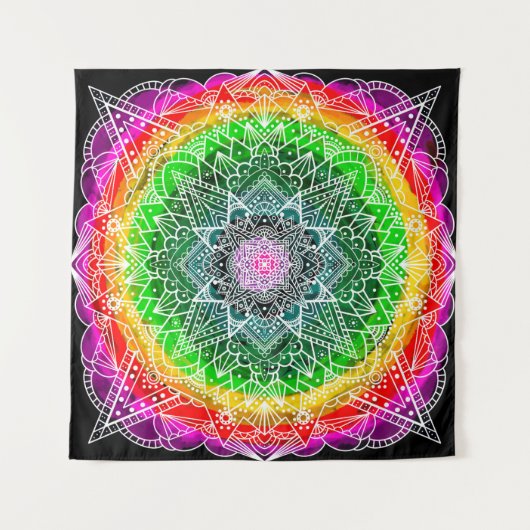 Kleur Burst Rainbow Prism Mandala Wandkleed (Voorkant)