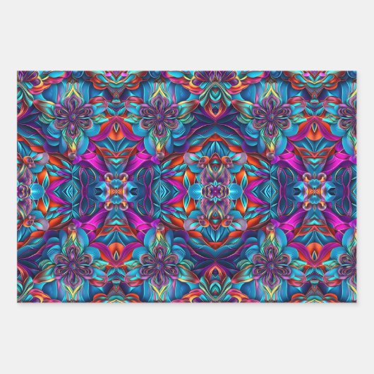 Kleur Burst Wrapping Paper Flat Sheet Set van 3 (Voorkant 3)