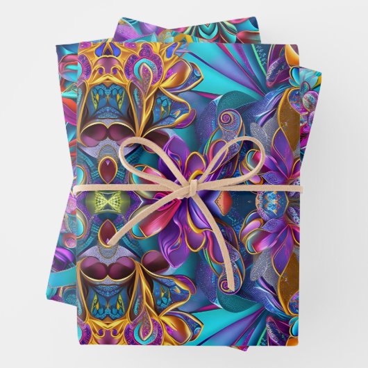 Kleur Burst Wrapping Paper Flat Sheet Set van 3 (In situ)