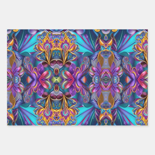 Kleur Burst Wrapping Paper Flat Sheet Set van 3 (Voorkant)