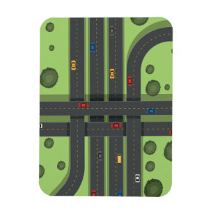 Kleur Cartoon Snelweg & Auto's Koele Achtergrondgr Magneet