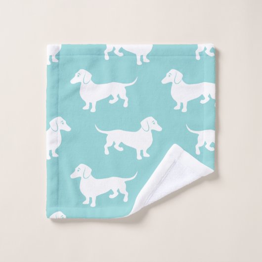  kleur Cute Aqua Dachshund Pattern Bad Handdoek (Wasdoekje)