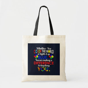 Kleur de wereld of licht IT blauw autisme Tote Bag